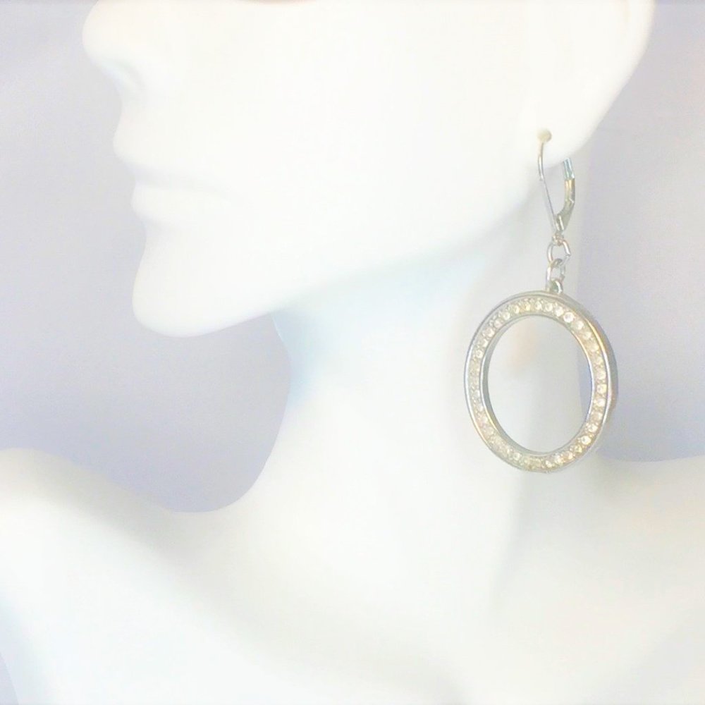 Elegant Round Halo Pendant & Circle Drop Earrings Jewelry Gift Set